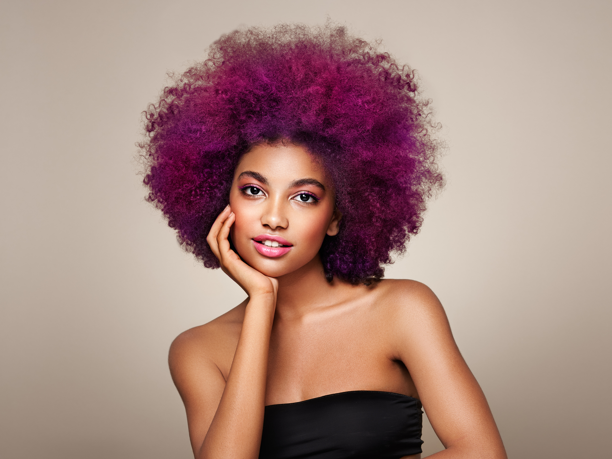 Beauty portrait of African American girl with afro hair